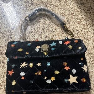 Kurt Geiger Black Velvet Bag with Multicolor Embellishments